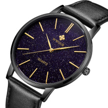 Top Seling 3ATM Custom Your Own Brand Leather Stainless Steel Quartz Starry Sky Watch For Men